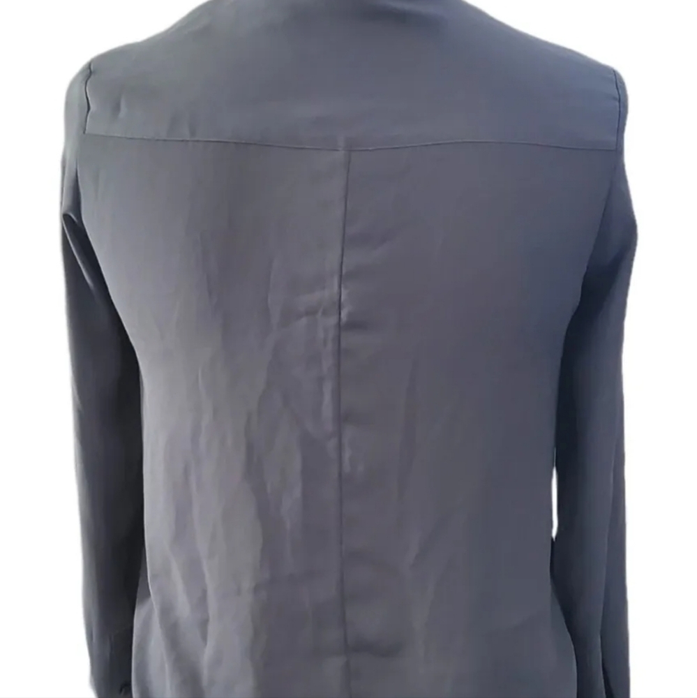 The Kooples Grey Shirt Blouse Top Diagonal Zip Front detail 1 10 uk - Picture 3 of 6